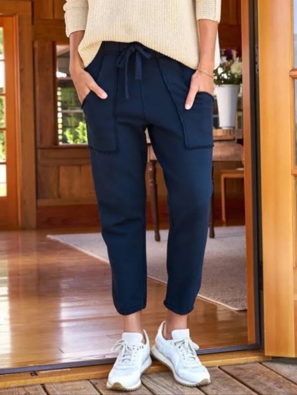Frank & Eileen Eamon Triple Fleece Jogger Pants Dark Navy Women's Small Casual